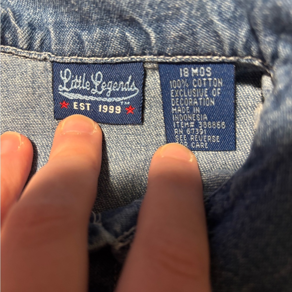 LITTLE LEGENDS VINTAGE Blue Denim Button Down Toddler Dress Size Kids 18M - Picture 4 of 6